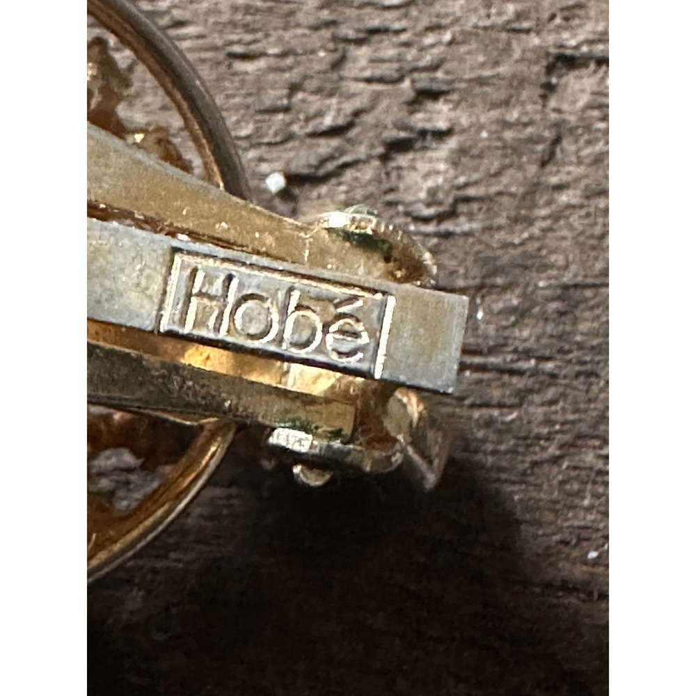 Vintage Hobe Gold Tone‎ Bees Clip-On Earrings With Rhinestones - Picture 5 of 9